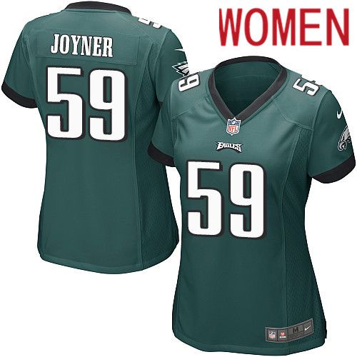 Women Philadelphia Eagles #59 Seth Joyner Nike Midnight Green Game NFL Jersey->women nfl jersey->Women Jersey